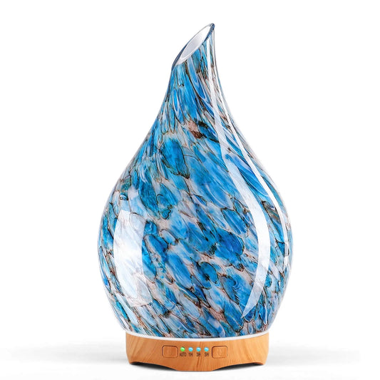 280Ml Light Blue Glass Essential Oil Diffuser,Aromatherapy Ultrasonic Cool Mist Humidifier,Air Diffusers for Sleeping, Yoga, Office Working