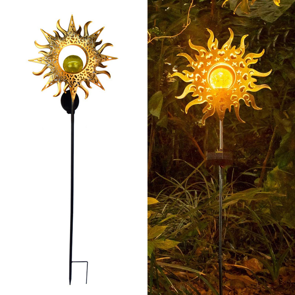 SolarEra Garden Stake Solar Lights Outdoor Sun Decor, Crackle Glass