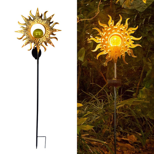 SolarEra Garden Stake Solar Lights Outdoor Sun Decor, Crackle Glass