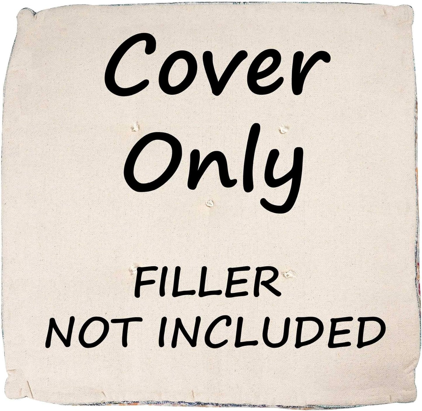 Boho Chic Outdoor Floor Cushion Cover - 24X8 Inches - Square Pillow Case for Garden Party, Pool, Balcony, Patio and More