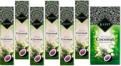 Premium 125Gm Masala Incense Sticks - 6X20Pack, Total 120 Fresh Coconut Incense Stick with Free Wood Holder for Long Lasting Aroma, Sensual Therapy & Meditation, Home Cleansing