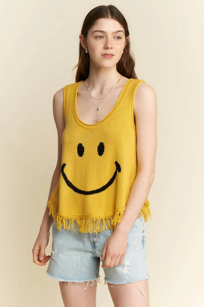 Jade by Jane Full Size Smiley Fringe Tank Top plus Size