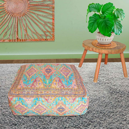 Boho Chic Outdoor Floor Cushion Cover - 24X8 Inches - Square Pillow Case for Garden Party, Pool, Balcony, Patio and More
