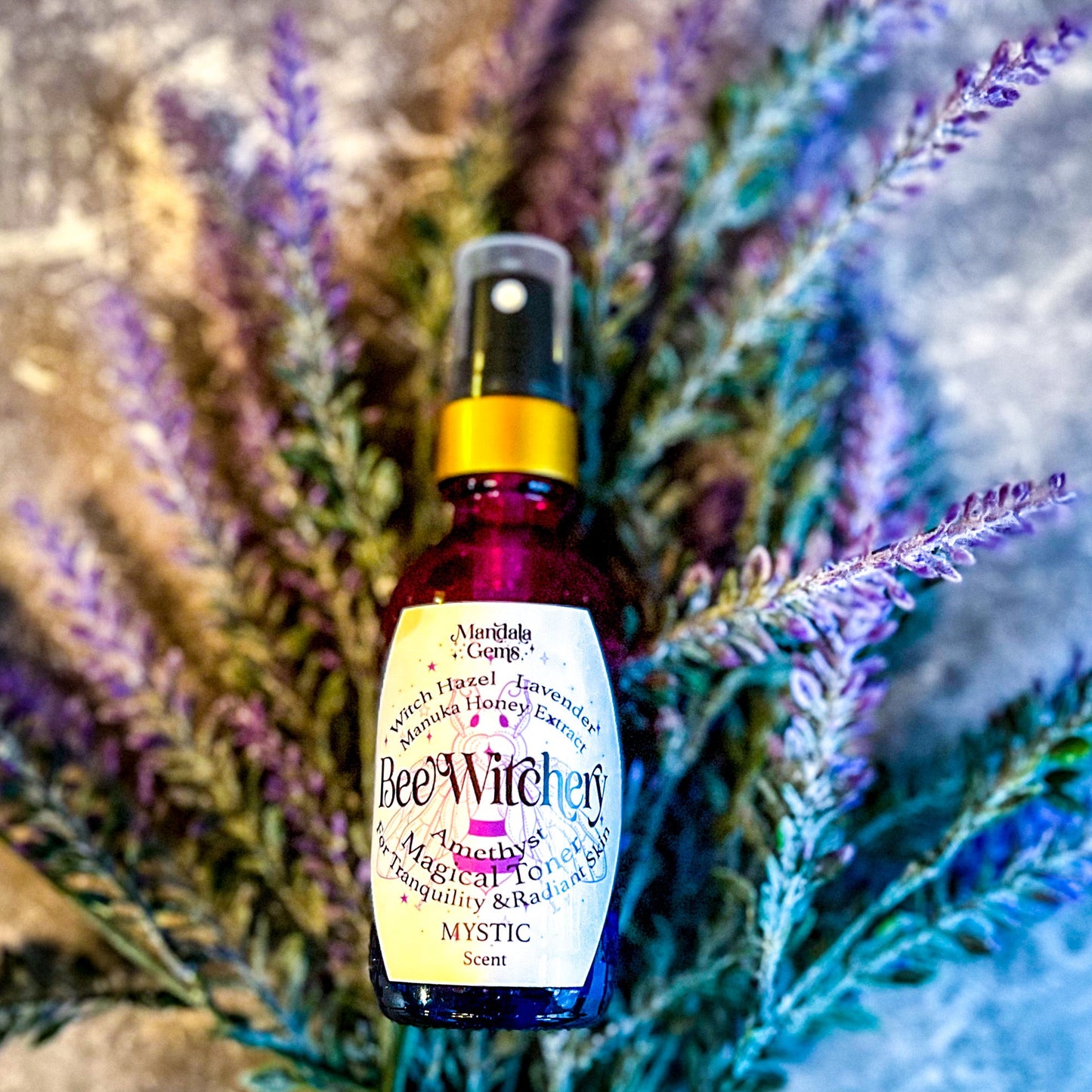 Beewitchery Mystic. Lavender Witch Hazel Toner with Amethyst