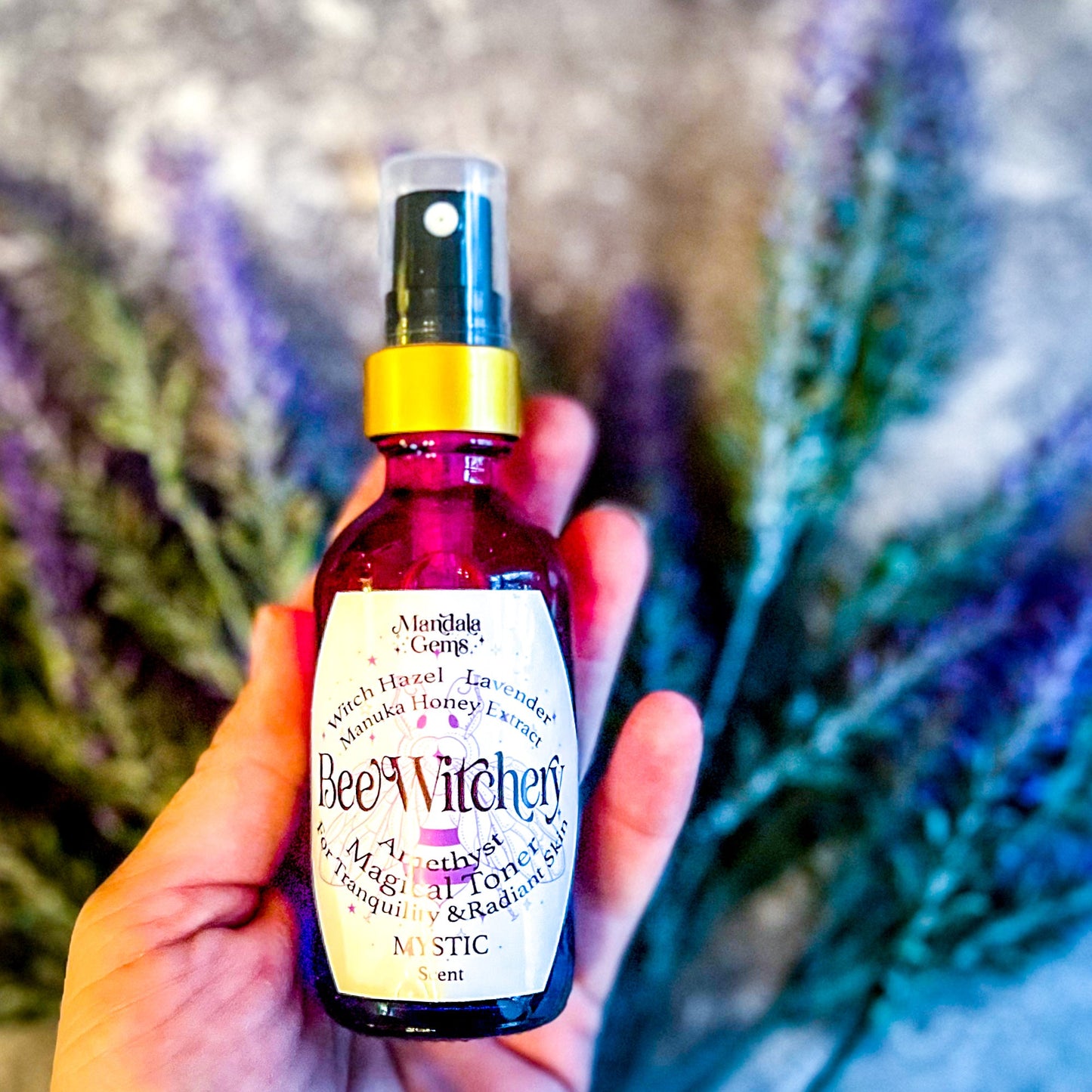 Beewitchery Mystic. Lavender Witch Hazel Toner with Amethyst