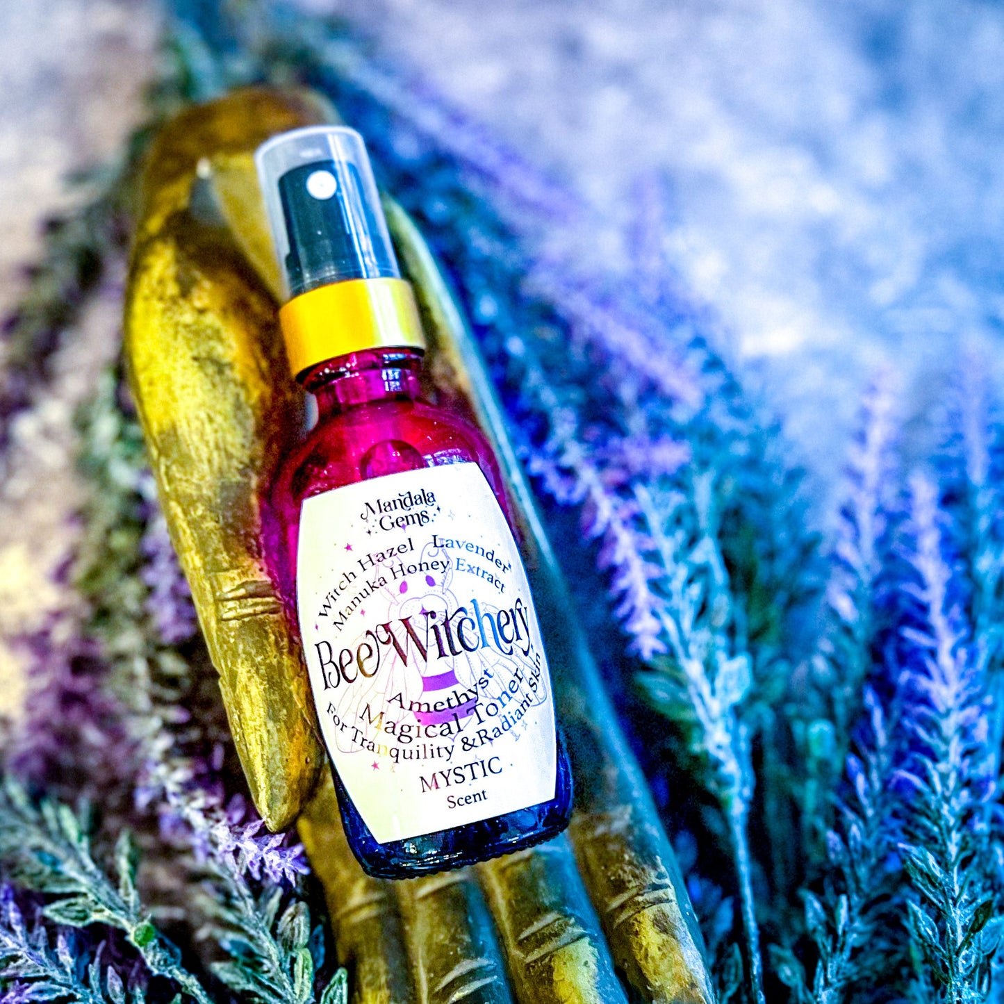 Beewitchery Mystic. Lavender Witch Hazel Toner with Amethyst