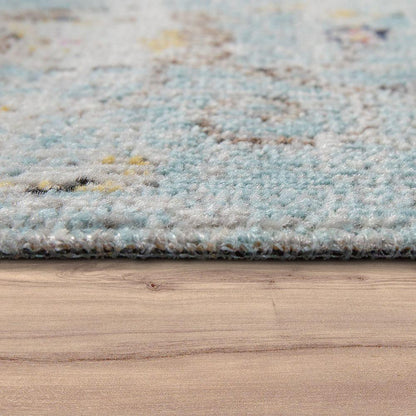 Blue Outdoor Rug Oriental Design Pastel Colors