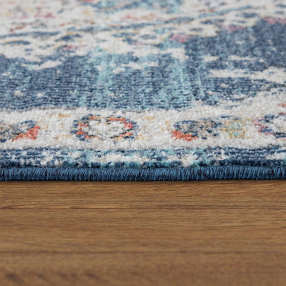 Blue Red Indoor & Outdoor Rug For Balcony Oriental Pattern