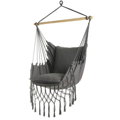 Gray Boho Macrame Hammock Chair Swing | SERENA
