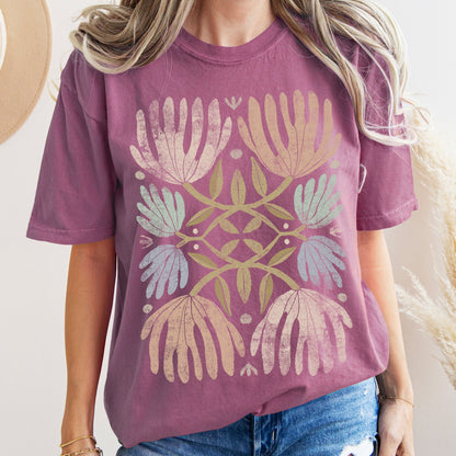 Boho Folk Art Chic Floral Comfort Colors Tshirt