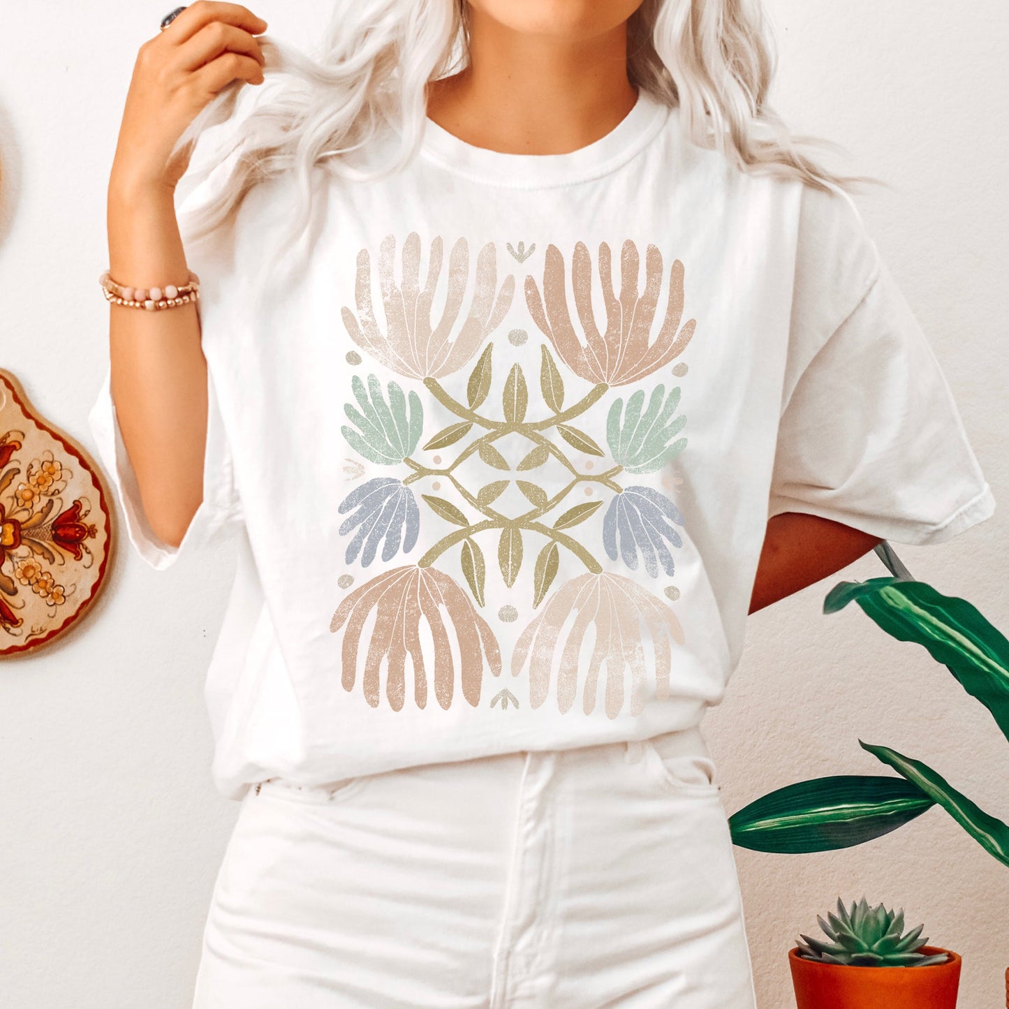 Boho Folk Art Chic Floral Comfort Colors Tshirt