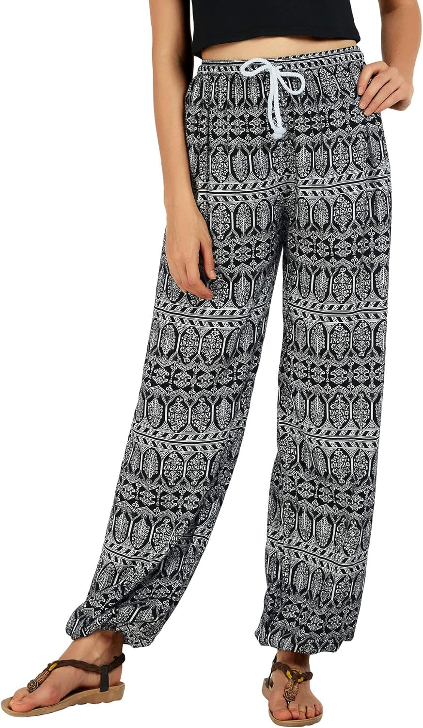 Women'S Floral Print Summer Boho Pants Harem Beach Vacation Pants
