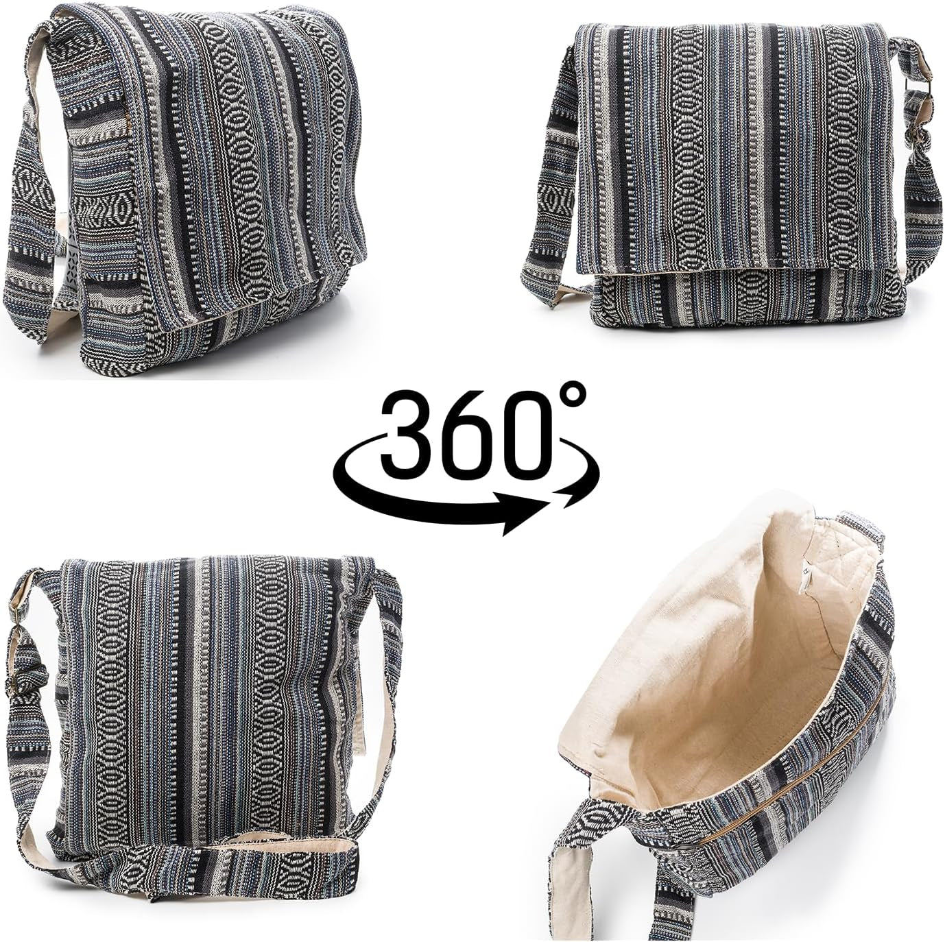 Crossbody Messenger Bag - Handmade in Nepal - Over-The-Shoulder Sling Bag - Unisex