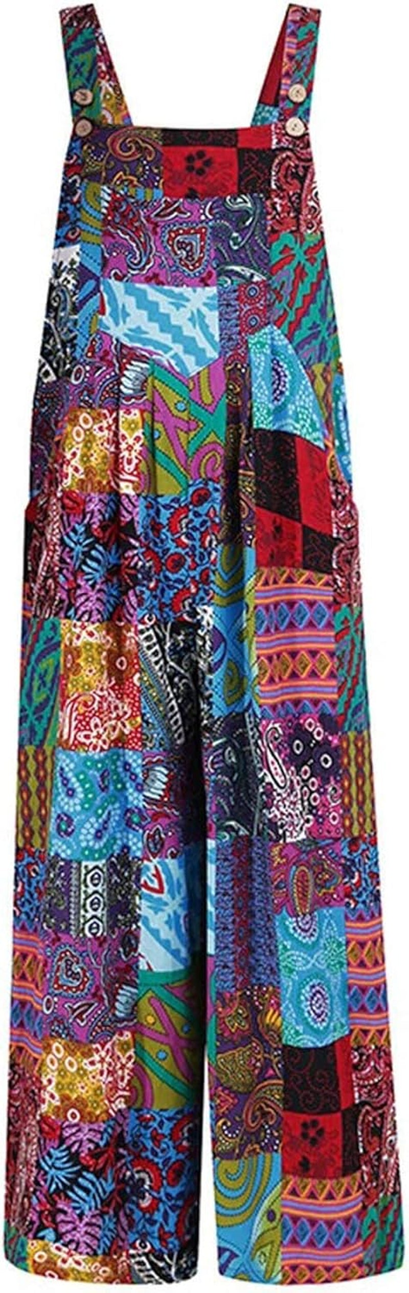 Womens Jumpsuit Suspender Wide Leg Overall Loose Bib Overalls Summer Boho Baggy Jumpsuits Wide Legged Harem Pants