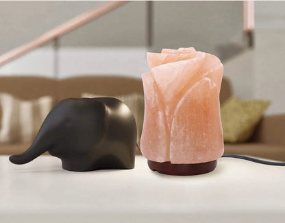 Natural Himalayan Salt Lamp Electric | Hand Carved Flower Pink Crystal Rock Salt from Himalayan Mountains | Sourced from Pakistan