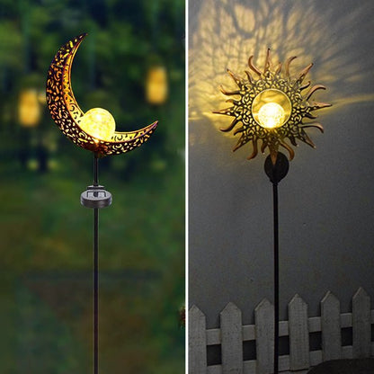 SolarEra Garden Stake Solar Lights Outdoor Sun Decor, Crackle Glass