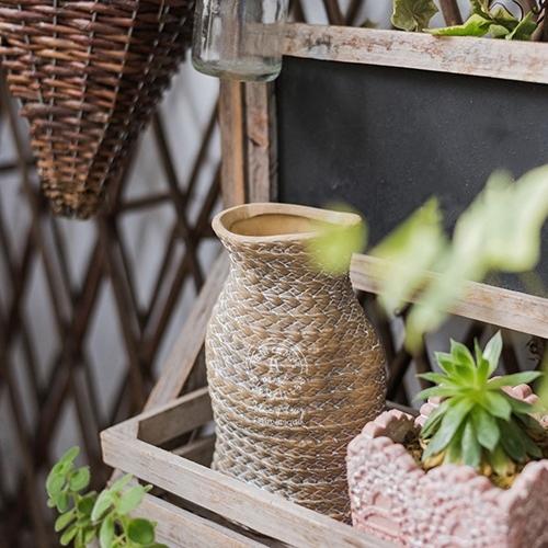 Hippie Boho Ceramic Planter Hemp Bag Design