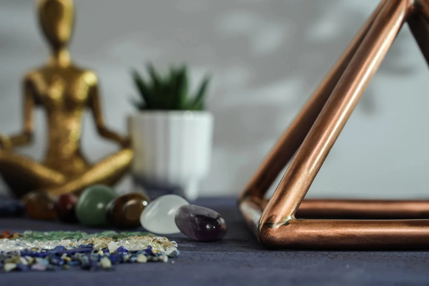 Copper Meditation Pyramide | Solid Copper Chackra Opener Pyramide | Handmade Copper Energy Cleaning Set