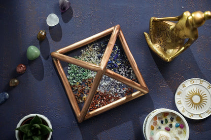 Copper Meditation Pyramide | Solid Copper Chackra Opener Pyramide | Handmade Copper Energy Cleaning Set