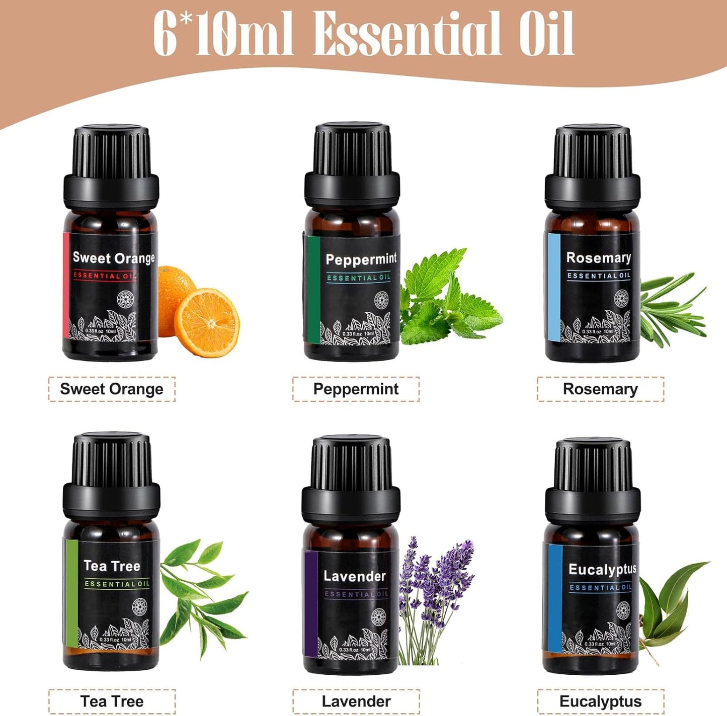 7 Colors Essential Oil Diffuser with 6 Essential Oils Gift Set, 200ML Colorful Flame Aroma Diffuser Aroma 360 Diffuser for Home, Large Room, Bedroom, Office (Gray Set)