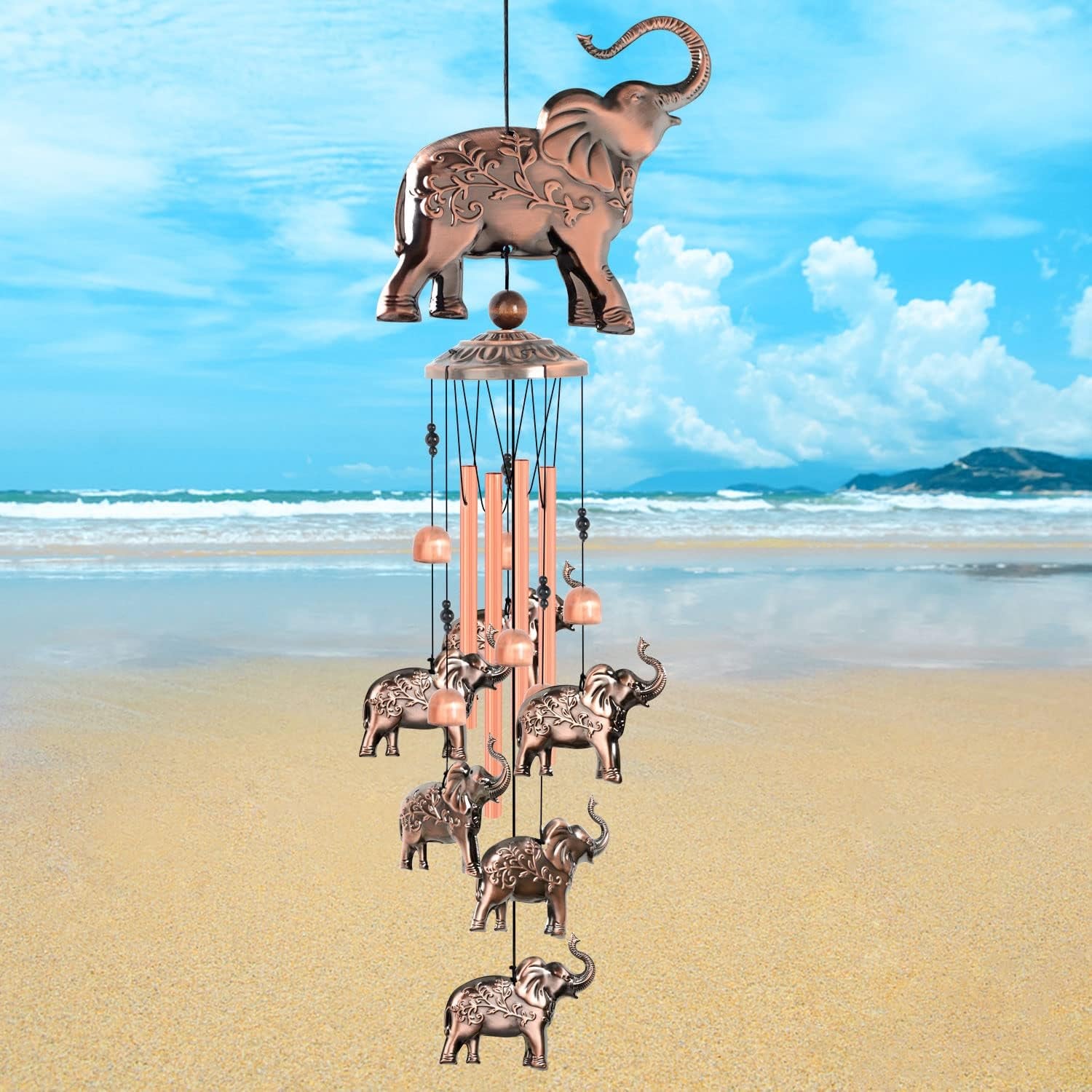 Elephant Wind Chimes, Elephant Room Decor Garden Decor Patio Decorations with S Hook Gifts for Mom Women Grandma Friends Mother
