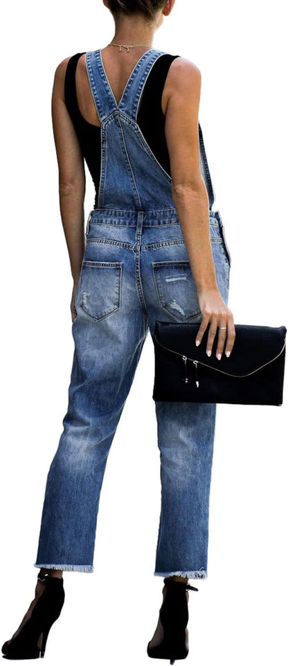 Women'S Casual Stretch Adjustable Denim Bib Overalls Jeans Pants Jumpsuits