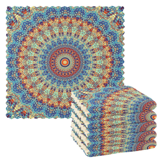 Kcldeci Round Mandala Mosaic Tile Style 6 Pack Dish Cloths for Washing Dishes Kitchen Dishcloth Microfiber Dish Towel Rags Absorbent Reusable Cleaning Drainer Washcloths