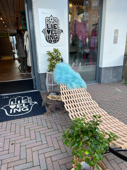 Wooden hammock V1 with curved steel stand