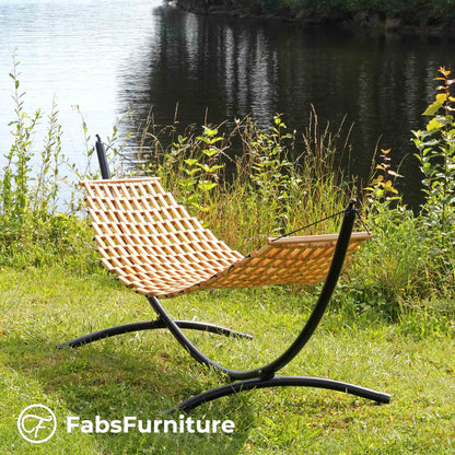 Wooden hammock V1 with curved steel stand