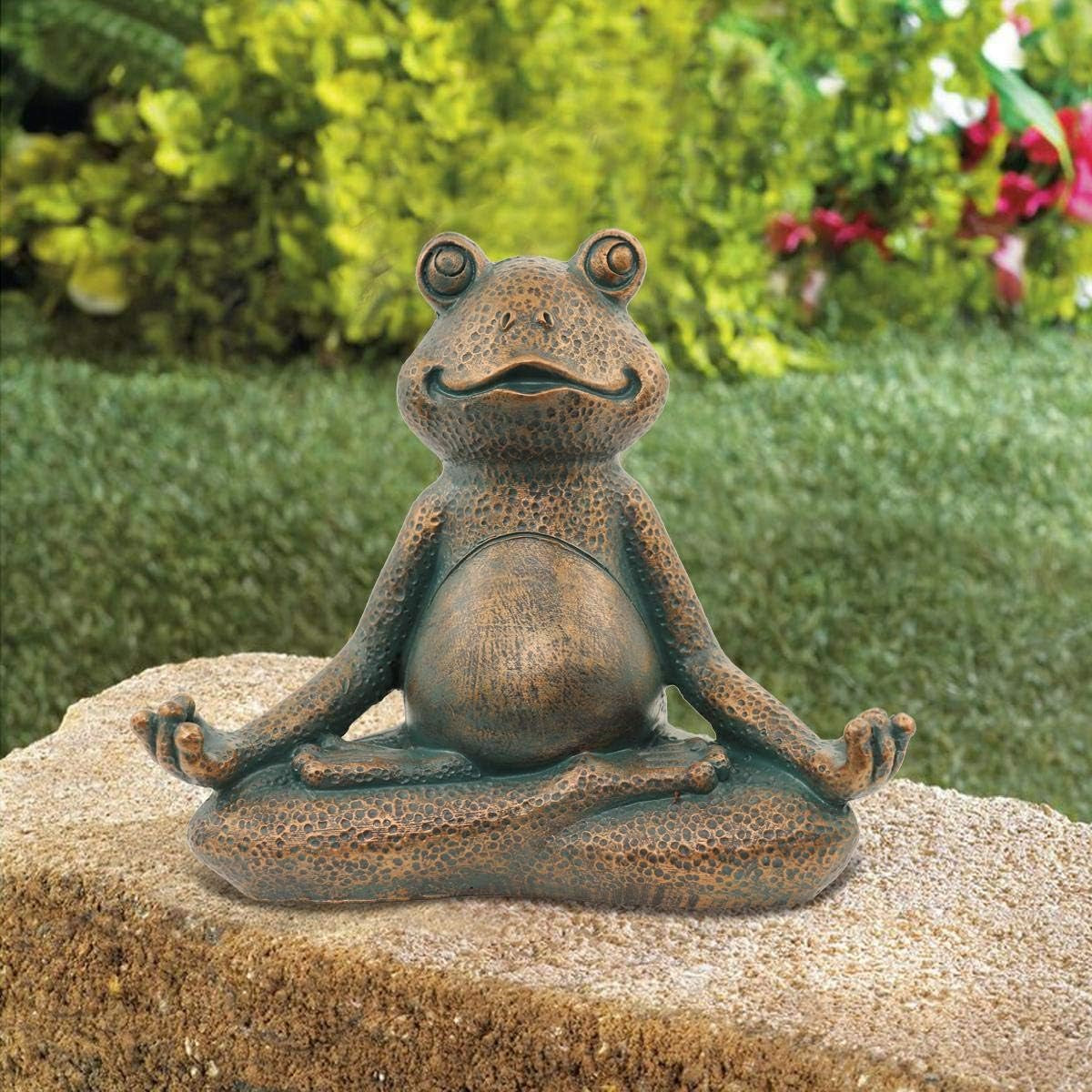 Meditating Frog Miniature Figurine,Zen Yoga Frog Garden Statue Ornament- Indoor/Outdoor Garden Sculpture for Fairy Garden,Home, Patio,Deck,Porch Yard Art Decoration,5 Inch(Copper)Christmas Gift