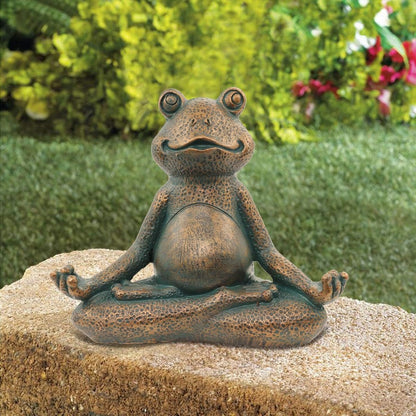 Meditating Frog Miniature Figurine,Zen Yoga Frog Garden Statue Ornament- Indoor/Outdoor Garden Sculpture for Fairy Garden,Home, Patio,Deck,Porch Yard Art Decoration,5 Inch(Copper)Christmas Gift