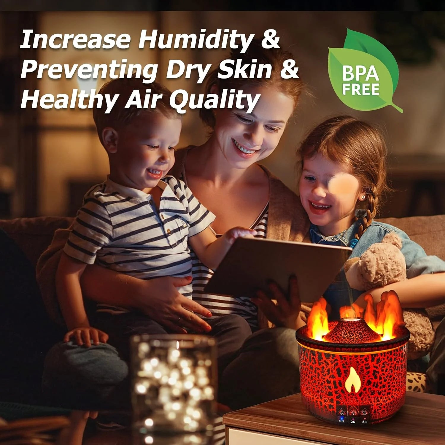 Volcano Diffuser, Essential Oil Diffuser, 300Ml, Flame & Volcano Mist Mode, Black