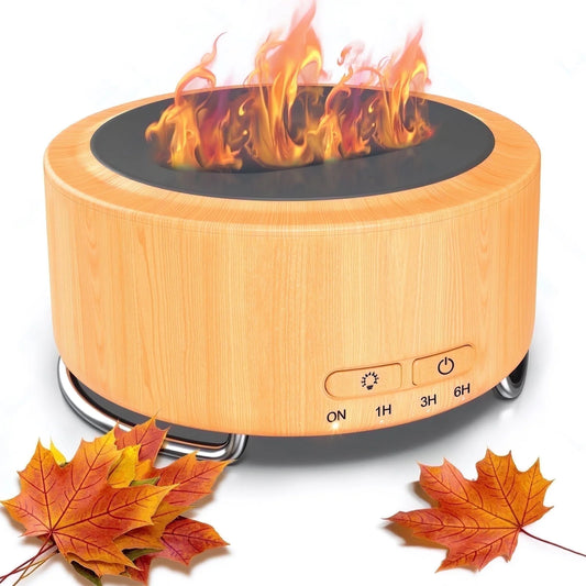 500Ml Essential Oil Diffuser, Oil Diffuser with 9 Realistic Flame Colors 4 Timer Setting & 28Db Low Noise Flame Diffuser Cool Mist Humidifier for Large Room Bedroom