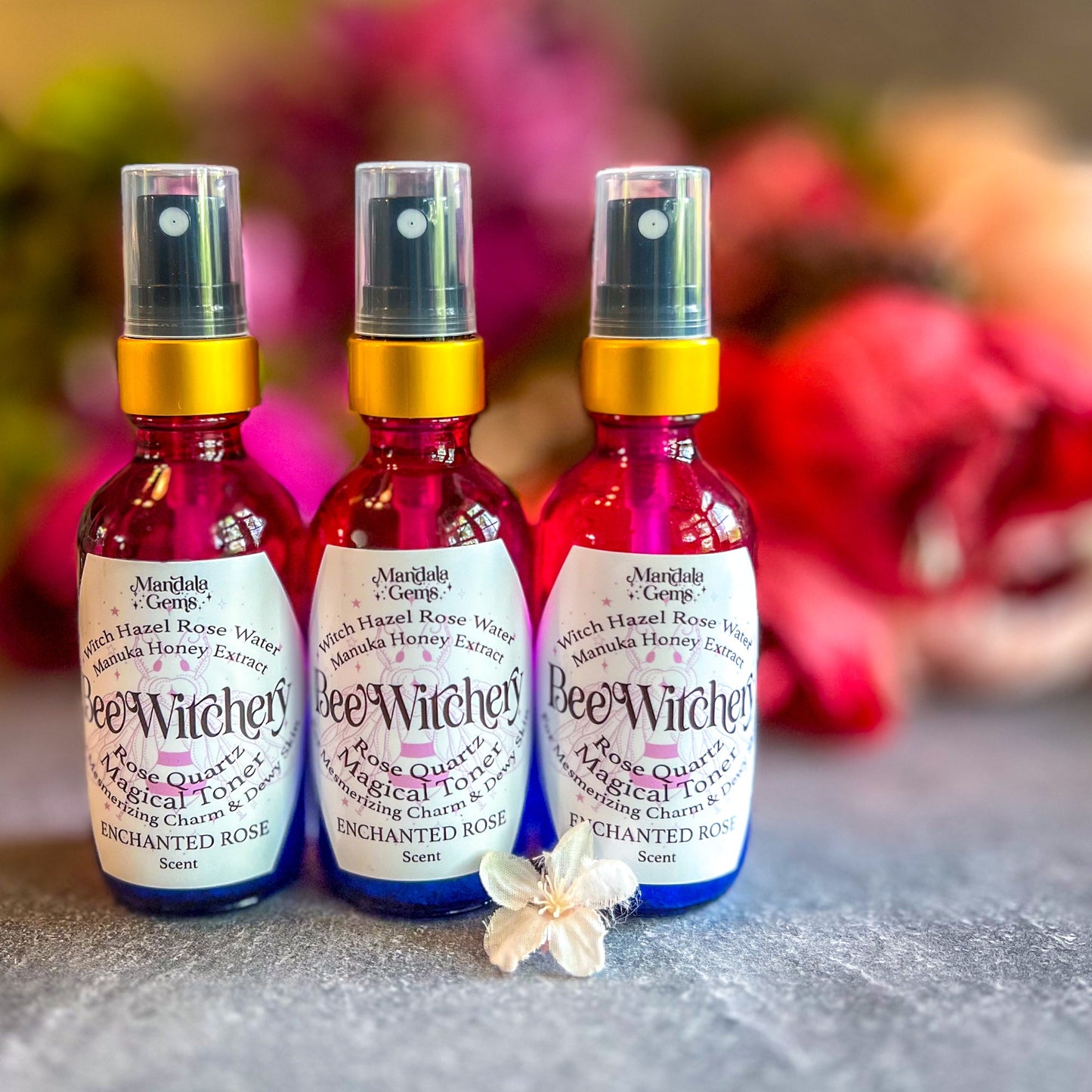🌹Beewitchery Enchanted Rose Witch Hazel Toner with Rose Quartz