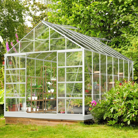 [10x16FT] Extra Large Heavy Duty Backyard Polycarbonate Aluminum Greenhouse With Sliding Doors And Vents (SAK97524)