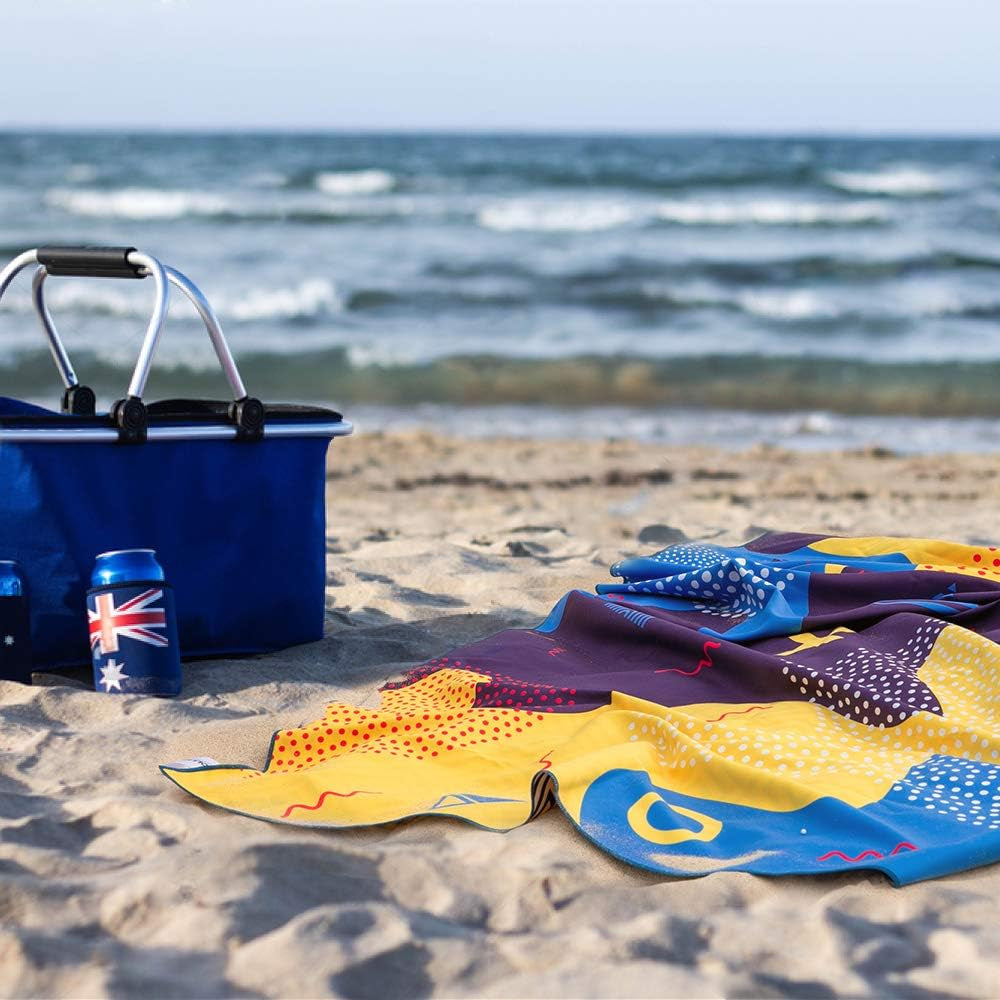 Microfiber Beach Towels Sand Free Quick Dry Portable Pool Towels Colorful Compact Absorbent Beach Towels with Bag Beach Towels for Adults Girls Women 31X63 Inch (Yellow)