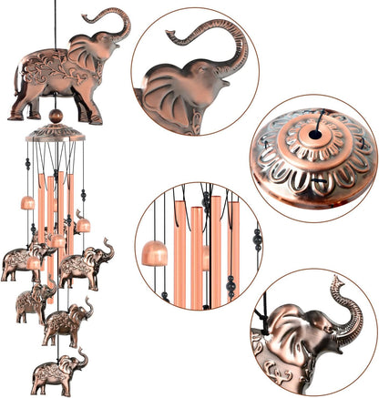 Elephant Wind Chimes, Elephant Room Decor Garden Decor Patio Decorations with S Hook Gifts for Mom Women Grandma Friends Mother