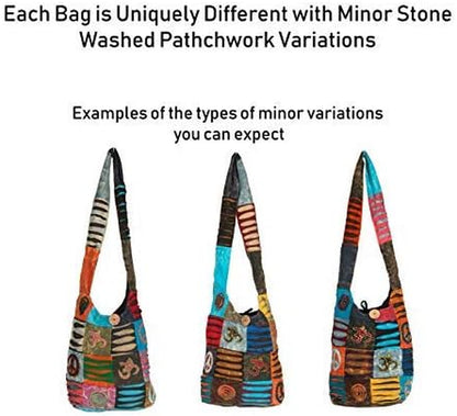 Blue Red Hobo Cotton Sling Cross Body Messenger Shoulder Bag Hippie Boho Bohemian Light Roomy Spacious