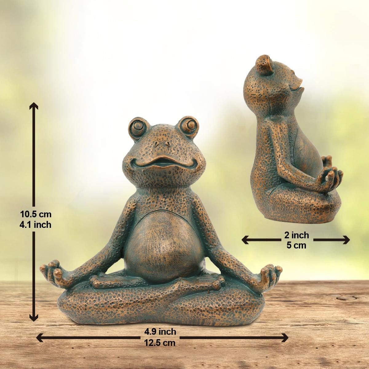 Meditating Frog Miniature Figurine,Zen Yoga Frog Garden Statue Ornament- Indoor/Outdoor Garden Sculpture for Fairy Garden,Home, Patio,Deck,Porch Yard Art Decoration,5 Inch(Copper)Christmas Gift
