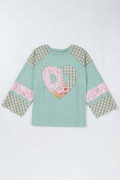 Women Heart Graphic Wide Long Sleeve Sweatshirts