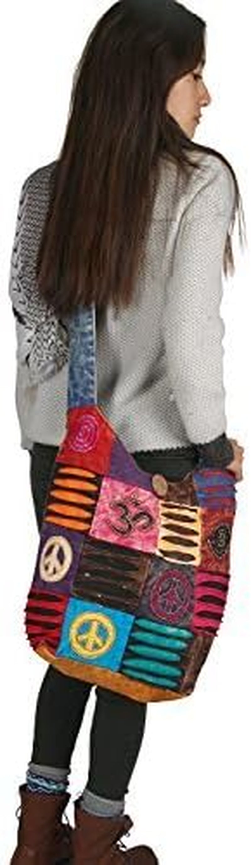 Blue Red Hobo Cotton Sling Cross Body Messenger Shoulder Bag Hippie Boho Bohemian Light Roomy Spacious