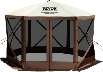Camping Gazebo Screen Tent, 12 * 12Ft, 6 Sided Pop-Up Canopy Shelter