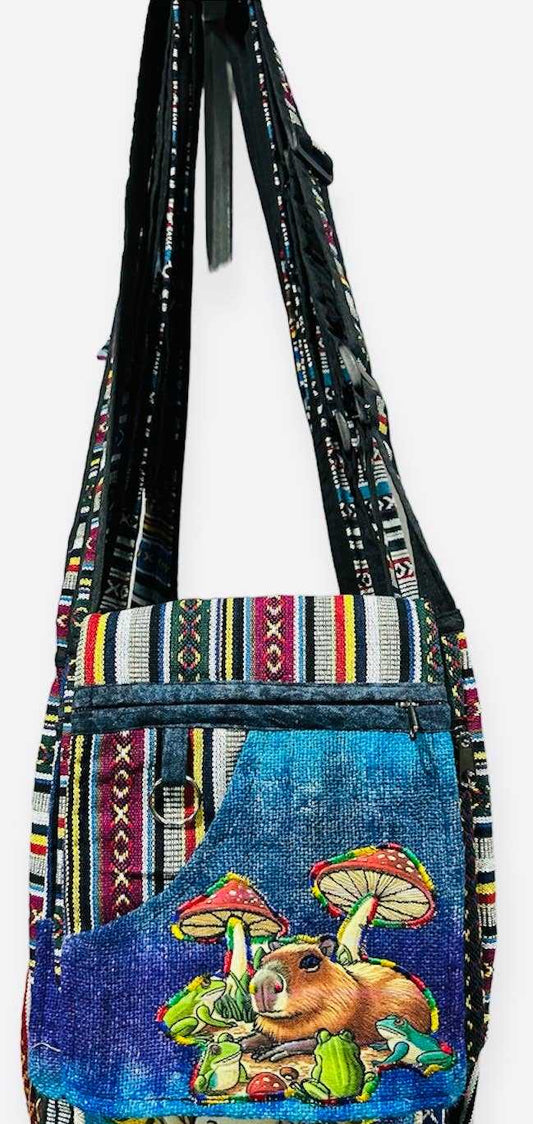 Hemp Tie Dye Capybara Mini Side Bag