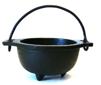 Cast Iron Cauldron w/Handle Ideal for smudging Incense Burning Ritual Purpose Decoration Candle Holder etc. (4" Diameter Handle to Handle 2.5" Inside Diameter)