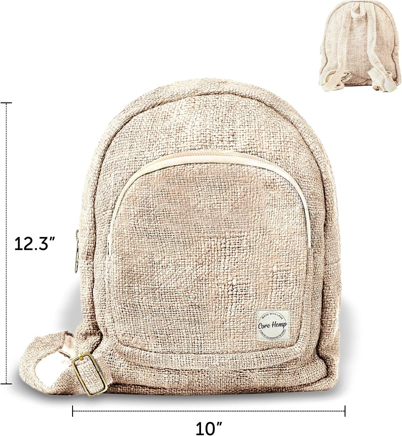 Mini Backpack - Handmade Backpack Purse Made from Organic Hemp - Colorful Hippy Bag with Two Compartments…