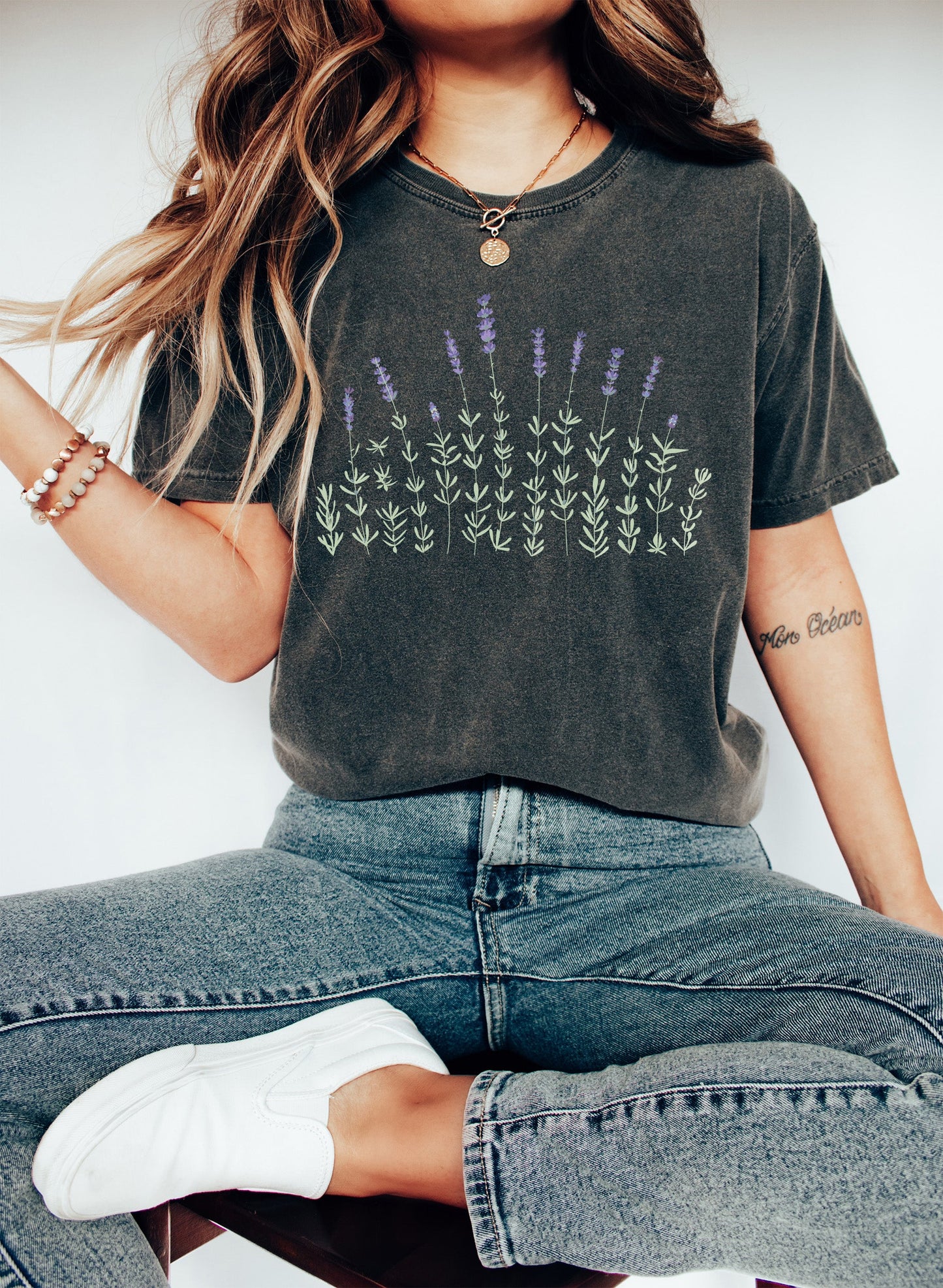 Lavender Chic Floral Comfort Colors Tshirt