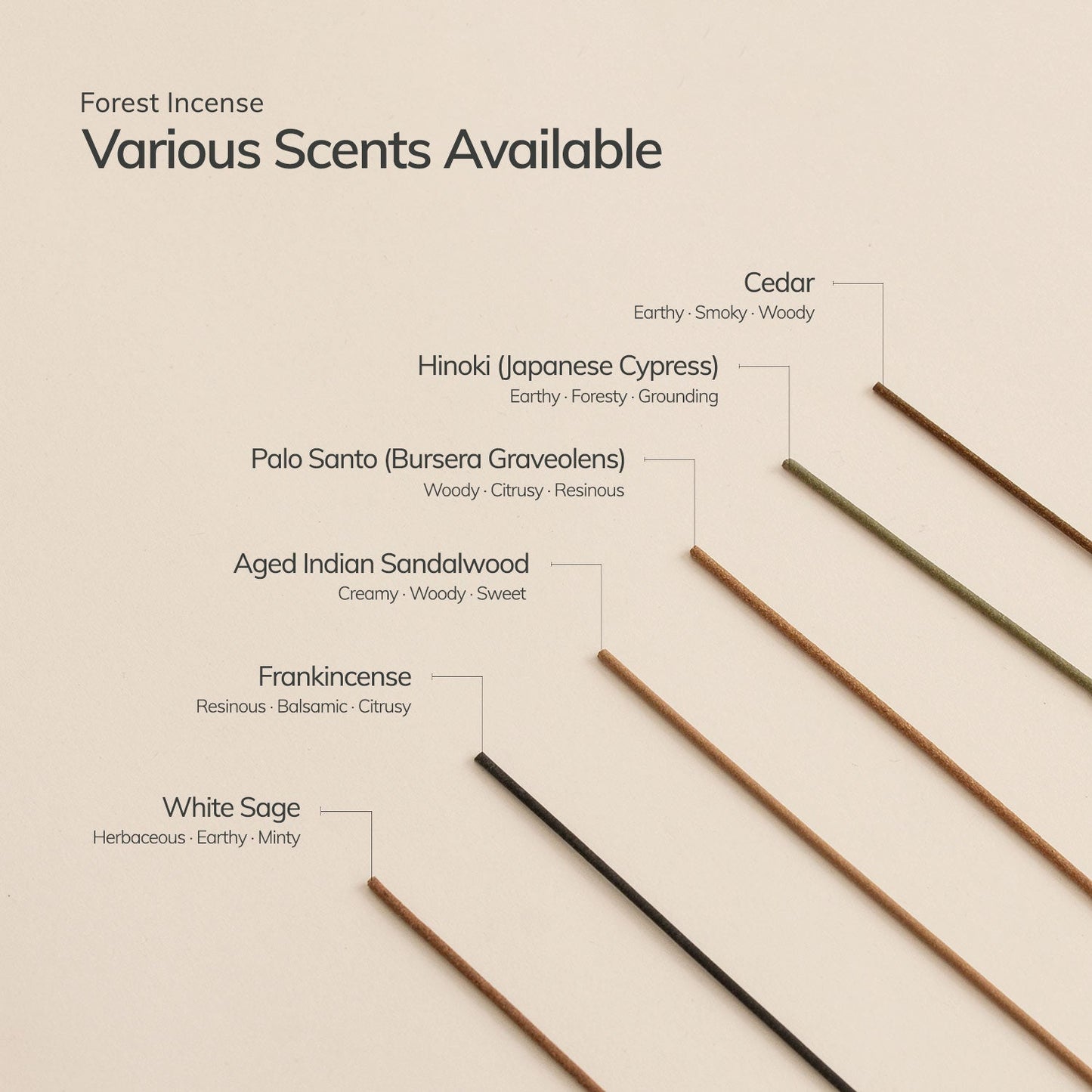 Aged Indian Sandalwood Incense Stick Set – 30 Sticks with Ceramic Holder
