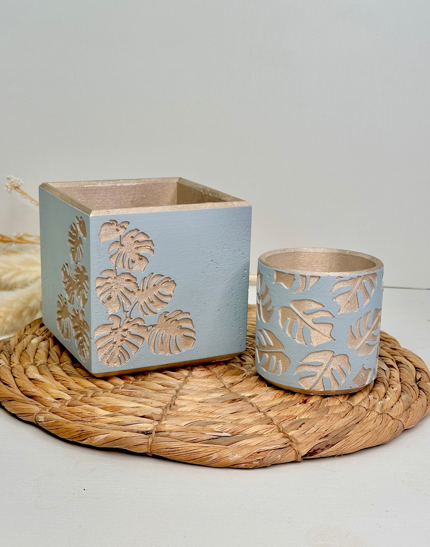 Square Monstera Leaf Cache Pot