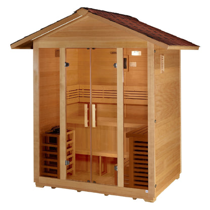 Golden Designs "Vorarlberg" 5-Person Traditional Outdoor Sauna - Canadian Hemlock
