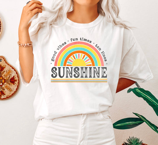 Good Vibes Sunshine Retro Comfort Colors Tshirt